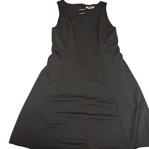 White House Black Market Black Textured Fit and Flare Dress Size 14 Sleeveless